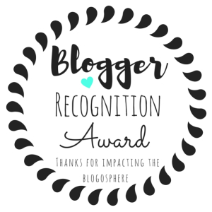 text placed inside a circle: blogger recognition award 